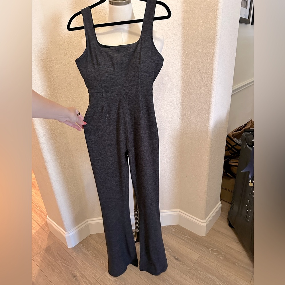 Fabletics HeatherFlex Kick Flare Jumpsuit in Black/Heather- M